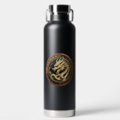 Gouden Heilige Oosterse Draken Medaillon Waterfles (Voorkant)