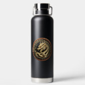 Gouden Heilige Oosterse Draken Medaillon Waterfles (Achterkant)