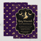 Gouden heks en pompoenstrepen 21e verjaardag kaart (Voorkant / Achterkant)