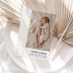 Gouden Hello World Baby Foto Geboorteaankondiging Folie Uitnodiging