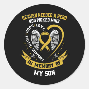 Gouden Hemel Had Een Held Nodig God Kies Mijn Zoon Ronde Sticker