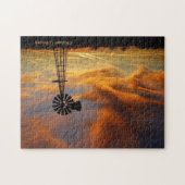 Gouden Hemel met Windmolen Silhouet PUZZEL (Horizontaal)