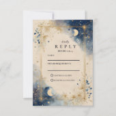 Gouden Hemelbruiloftsnacht RSVP Kaartje (Voorkant)