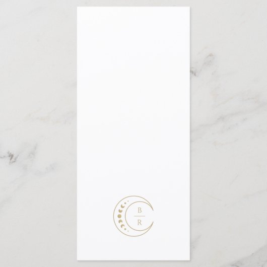 Gouden hemelmaan bruiloft menu (Achterkant)