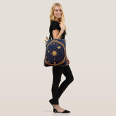 Gouden hemels ontwerp met zon en banen tote bag (Op model)