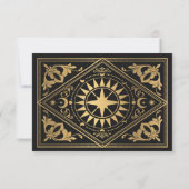Gouden Hemelse Art Nouveau Tarot Gotische bruiloft RSVP Kaartje (Achterkant)