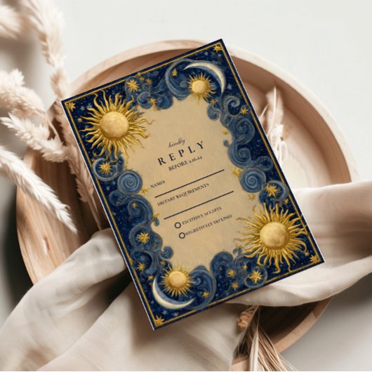 Gouden Hemelse Barokbruiloft RSVP Kaartje