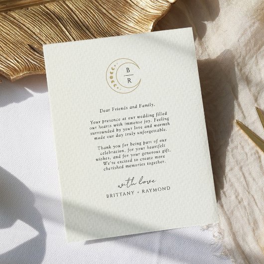 Gouden hemelse bruiloft bedankkaart