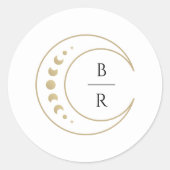 Gouden hemelse bruiloft ronde sticker (Voorkant)