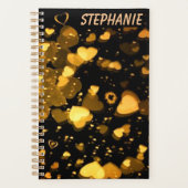 Gouden Hemelse Harten en Liefde Gepersonaliseerd Planner (Voorkant)