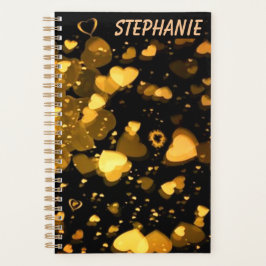 Gouden Hemelse Harten en Liefde Gepersonaliseerd Planner