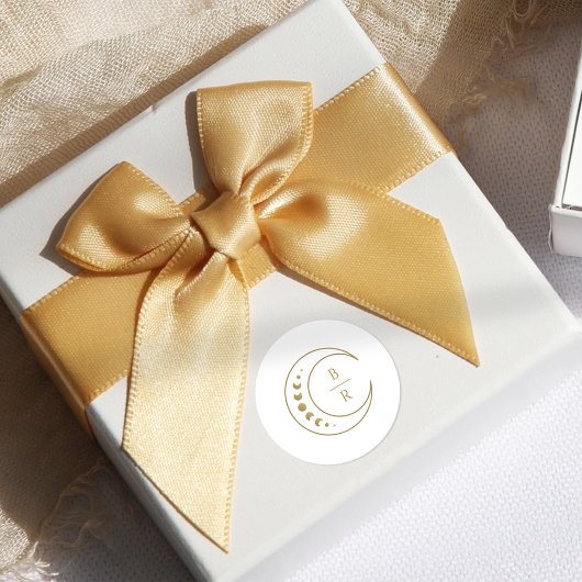 Gouden hemelse Initialen bruiloft Ronde Sticker