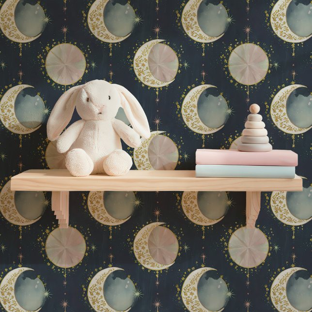 Gouden Hemelse Maan Fasen & Sterren Behang (Creator heeft geüpload)