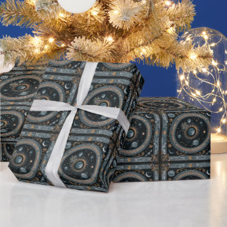 Gouden Hemelse Maanbaan met Gedetailleerde Astrale Cadeaupapier