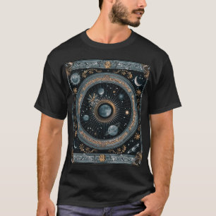 Gouden Hemelse Maanbaan met Gedetailleerde Astrale T-shirt