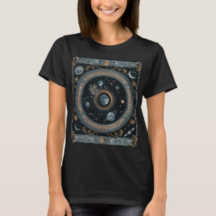 Gouden Hemelse Maanbaan met Gedetailleerde Astrale T-shirt