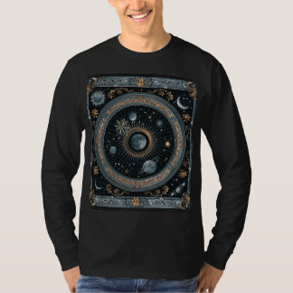 Gouden Hemelse Maanbaan met Gedetailleerde Astrale T-shirt