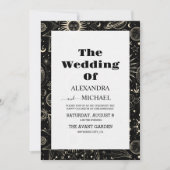 Gouden hemelse mystieke maan bruiloft kaart (Voorkant)