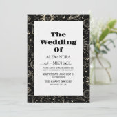 Gouden hemelse mystieke maan bruiloft kaart (Staand voorkant)