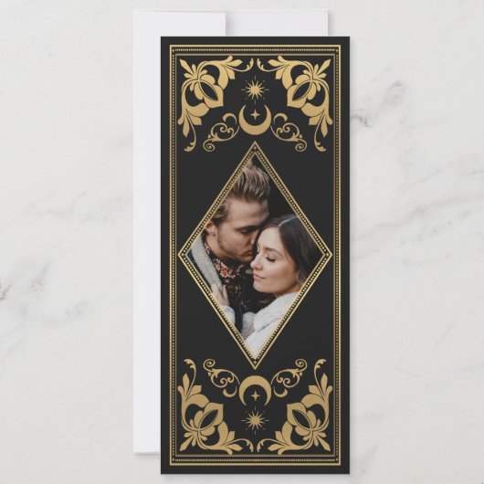 Gouden Hemelse Tarot Trouwfoto Sla de datum op Kaart (Achterkant)