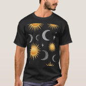 Gouden Hemelse Zon Maan Cluster T-Shirt | Boho Mij (Voorkant)