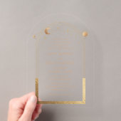 Gouden Hemelse Zon Maan Sterren Bruiloft Acryl Uitnodigingen (Insitu (Draagbaar))