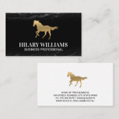 Gouden hengst | Zwarte marmer Visitekaartje (Voorkant / Achterkant)