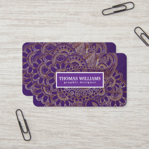 Gouden henna bloem achtergrond paisley patroon visitekaartje