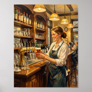 Gouden herberg gloed en vriendelijke momenten post poster