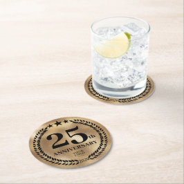 Gouden herdenkingsmunt 25e Jubileum Business Logo Ronde Kartonnen Onderzetter