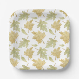 Gouden Herfst Aquarel Bladeren Thanksgiving Papieren Bordje