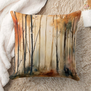 Gouden Herfst Aquarel Bos Bosland Patroon Kussen