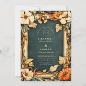 Gouden herfst Art Nouveau bruiloft Kaart (Voorkant)