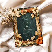 Gouden herfst Art Nouveau bruiloft Kaart