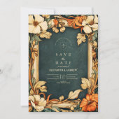 Gouden herfst Art Nouveau bruiloft Save The Date (Voorkant)