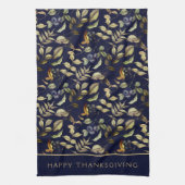 Gouden herfst bladeren & bessen op maat theedoek (Verticaal)