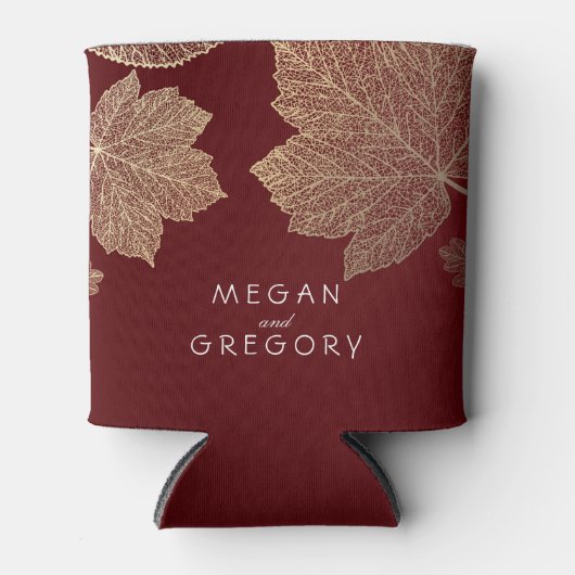 Gouden herfst bladeren Bourgondische rustieke brui Blikjeskoeler (Voorkant)