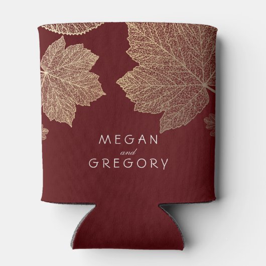 Gouden herfst bladeren Bourgondische rustieke brui Blikjeskoeler (Achterkant)