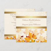 Gouden herfst bladeren bruiloft kaart (Voorkant / Achterkant)