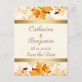 Gouden herfst bladeren bruiloft opslaan van de dat save the date