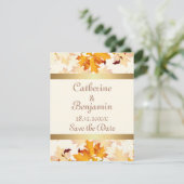 Gouden herfst bladeren bruiloft opslaan van de dat save the date (Staand voorkant)