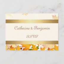 Gouden herfst bladeren bruiloft RSVP