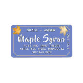 Gouden herfst bladeren esdoorn siroop op Sky Blue Etiket (Voorkant)