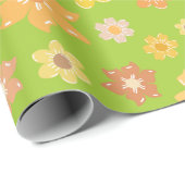 Gouden Herfst Bloeit Groene Naadloze Verjaardagen Cadeaupapier (Rol Hoek)