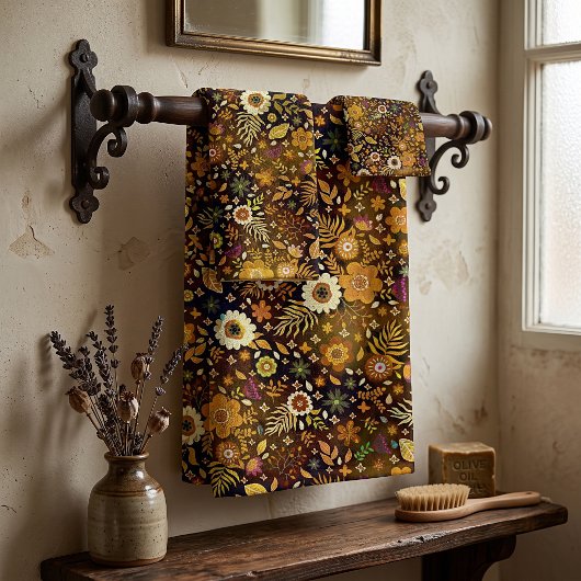 Gouden herfst bloem bad handdoek