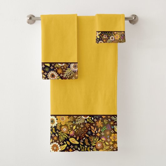 Gouden herfst bloem badhanddoekenset bad handdoek (Insitu)