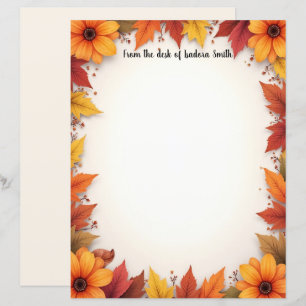 Gouden Herfst Bloemen Briefpapier