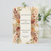 Gouden Herfst Bloemige Save The Date Kaart (Staand voorkant)