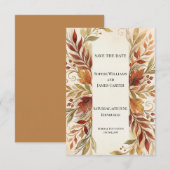 Gouden Herfst Bloemige Save The Date Kaart (Voorkant / Achterkant)