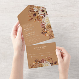 Gouden Herfst Bloemige Trouw Alles-In-Een Uitnodig All In One Uitnodiging